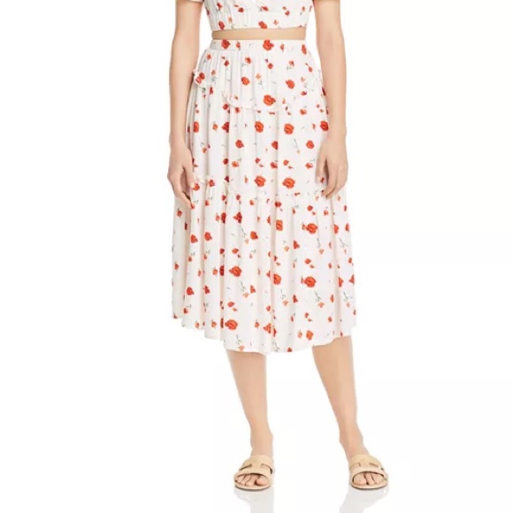 Charlie Holiday
Valentine Ruffled Floral-Print Midi Skirt